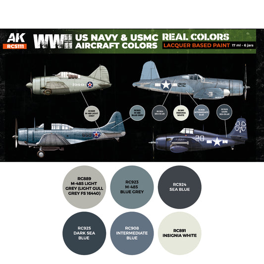 AK Interactive Real Colors - WWII US Navy & USMC Aircraft Set (RCS111) - Loaded Dice