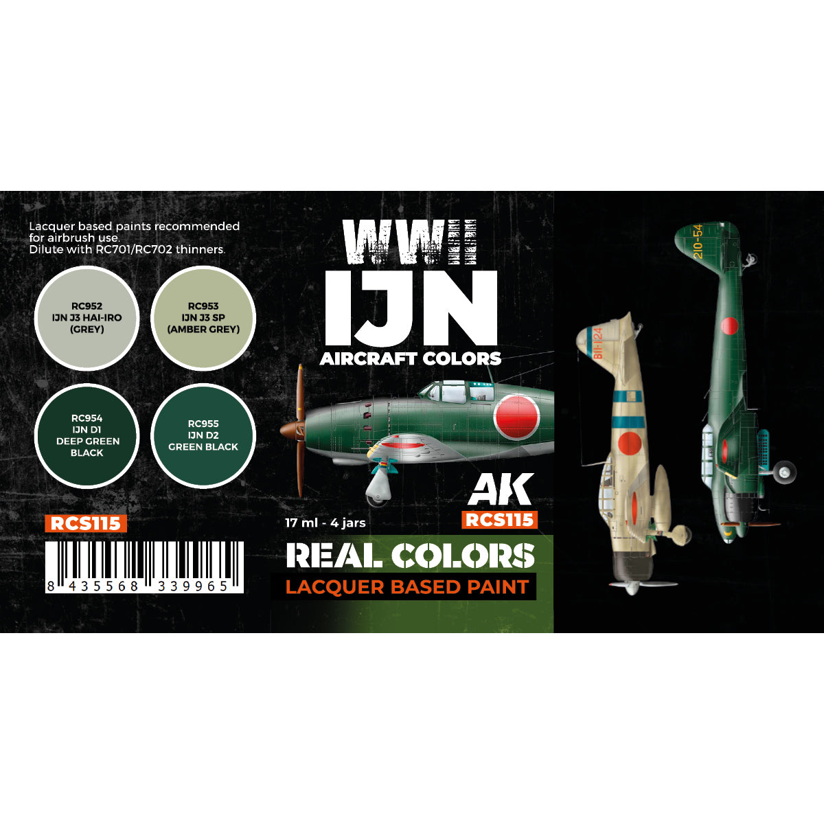 AK Interactive Real Colors - WWII IJN Aircraft Set (RCS115) - Loaded Dice