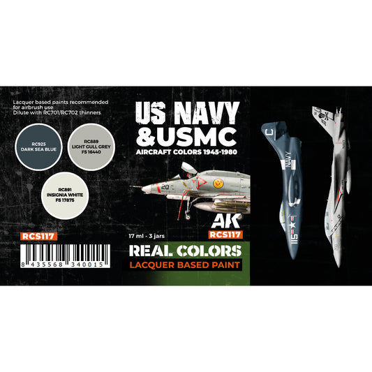 AK Interactive Real Colors - US Navy & USMC Aircraft 1945-1980 Set (RCS117) - Loaded Dice