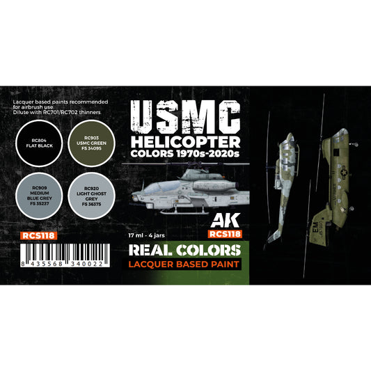 AK Interactive Real Colors - USMC Helicopter 1970s-2020s Set (RCS118) - Loaded Dice