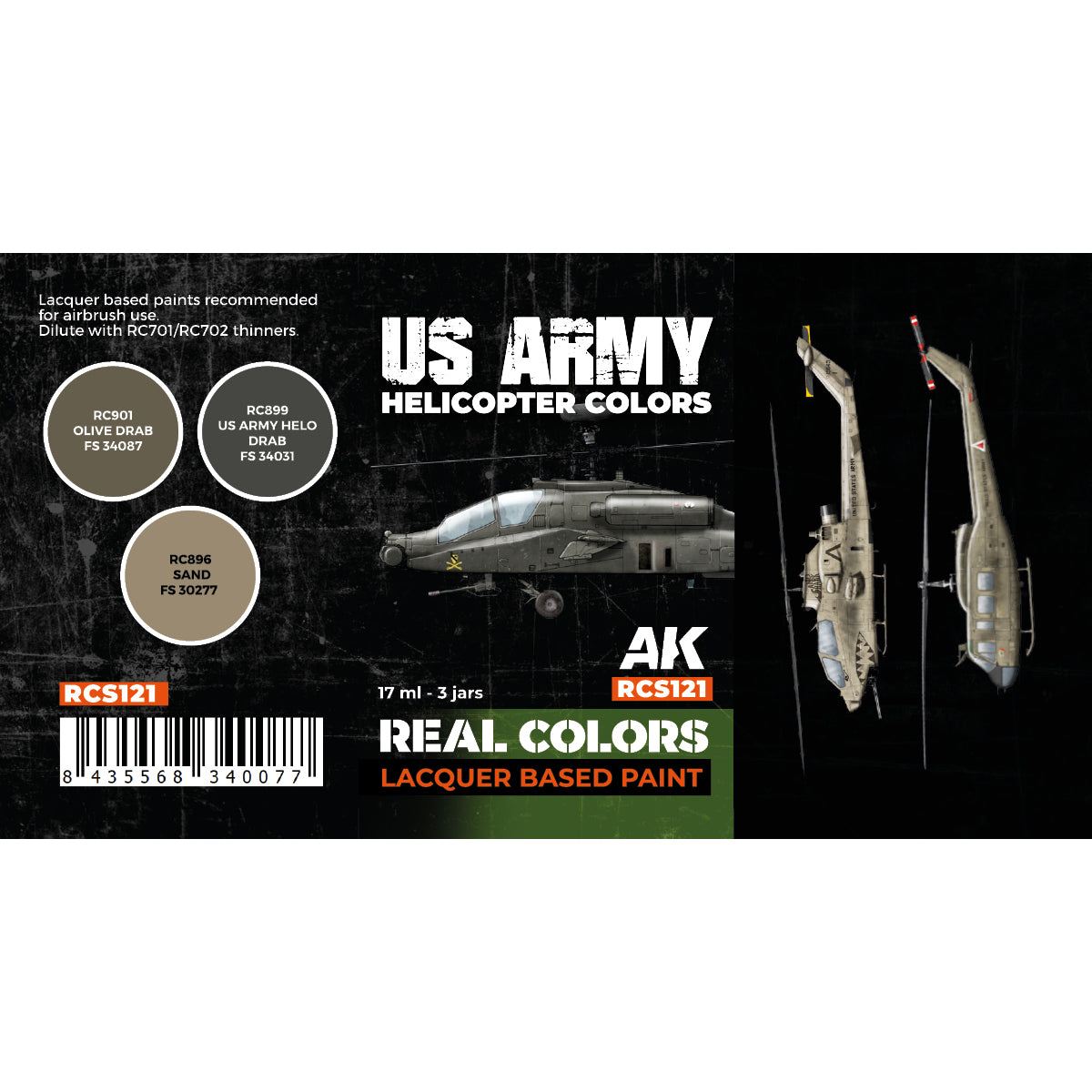 AK Interactive Real Colors - US Army Helicopter Set (RCS121) - Loaded Dice