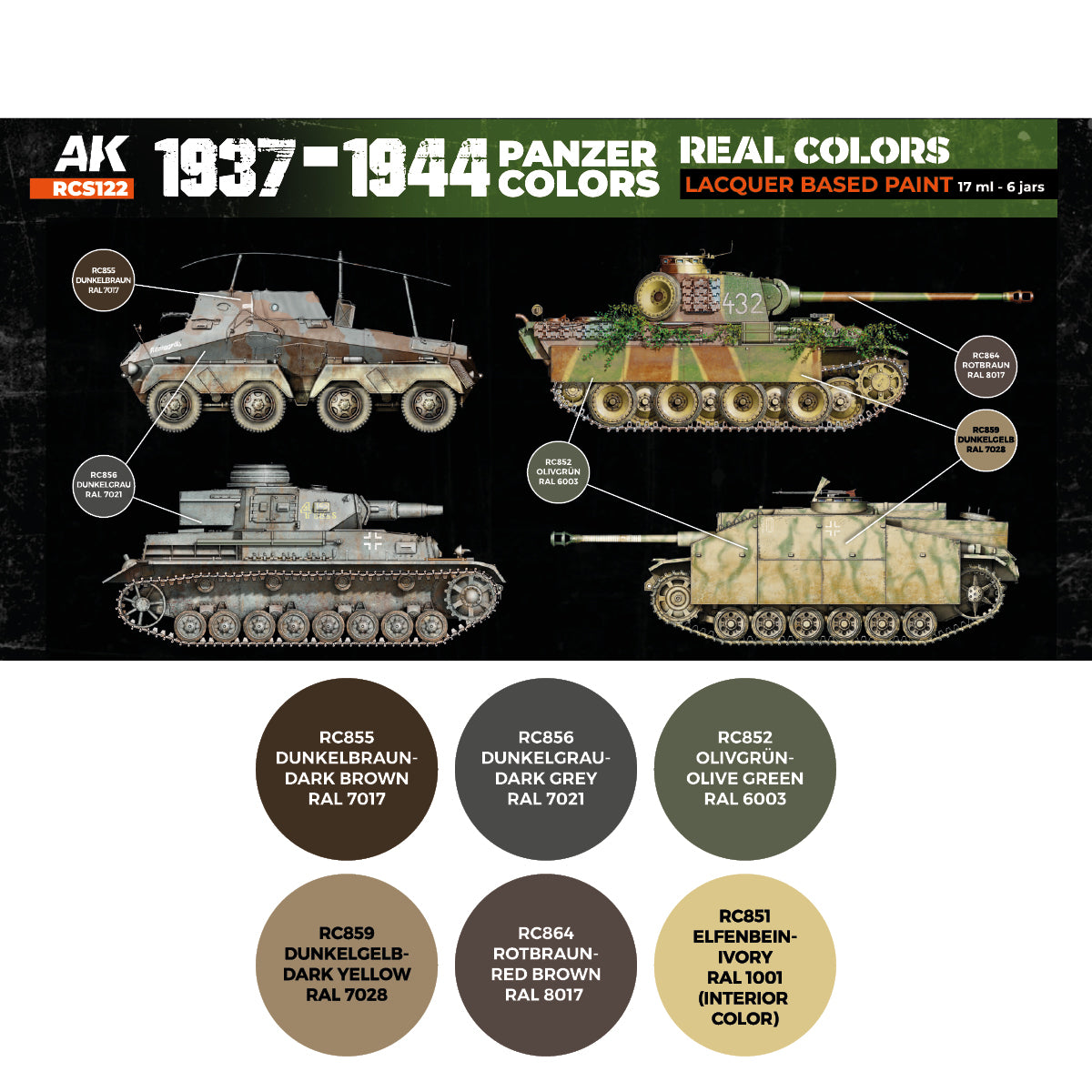 AK Interactive Real Colors - 1937-1944 Panzer Set (RCS122) - Loaded Dice