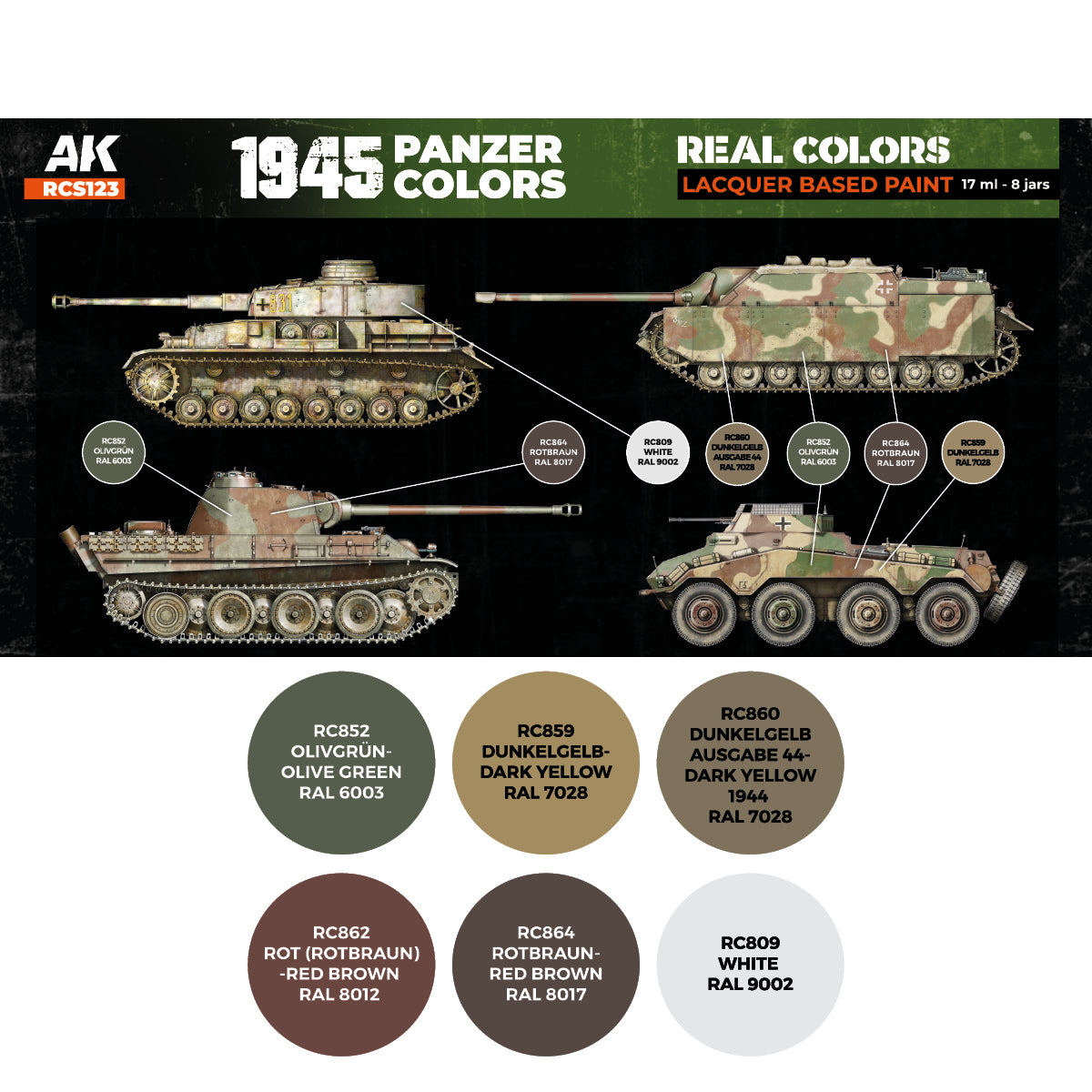 AK Interactive Real Colors - 1945 Panzer Set (RCS123) - Loaded Dice