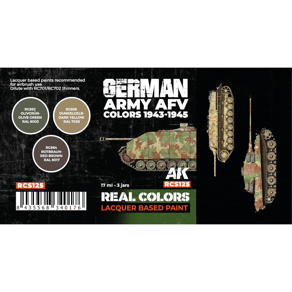 AK Interactive Real Colors - German Army AFV 1943-1945 Set (RCS125) - Loaded Dice