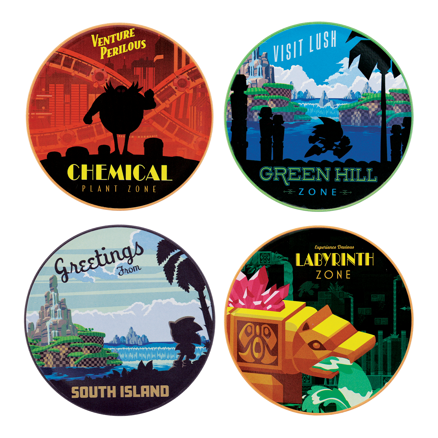 Sonic The Hedgehog – Set of 4 Location Coasters - Loaded Dice