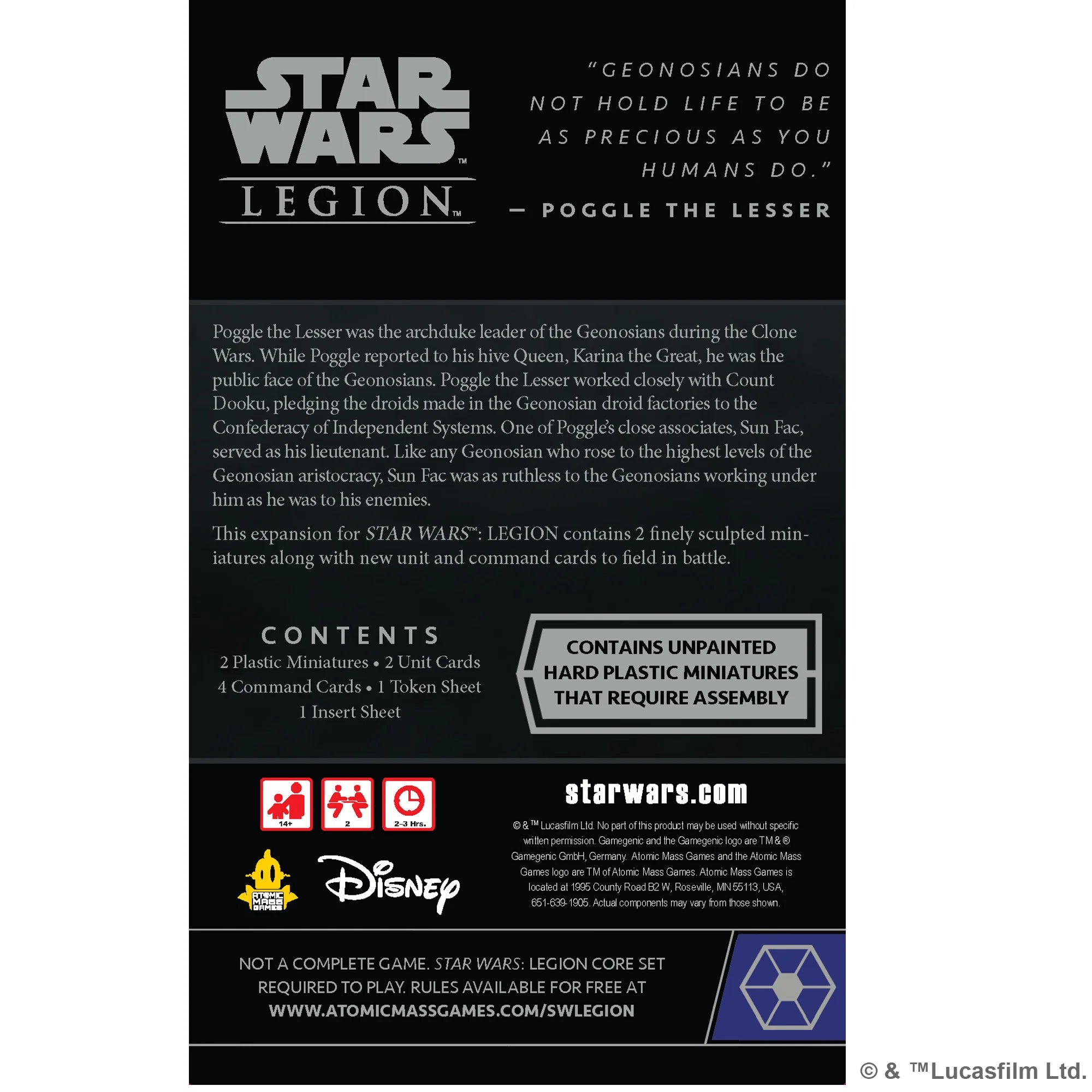 Star Wars Legion: Sun Fac & Poggle the Lesser Commander Expansion - Loaded Dice