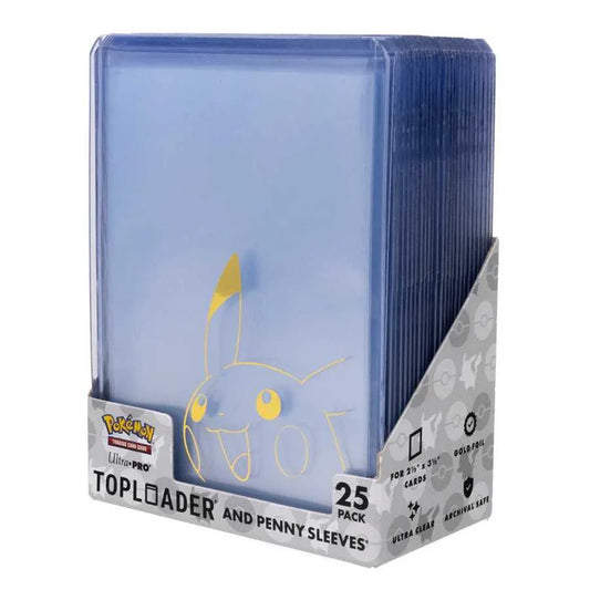 Pokémon Pikachu Toploader & Penny Sleeves Combo Pack (25 Pack) - Loaded Dice