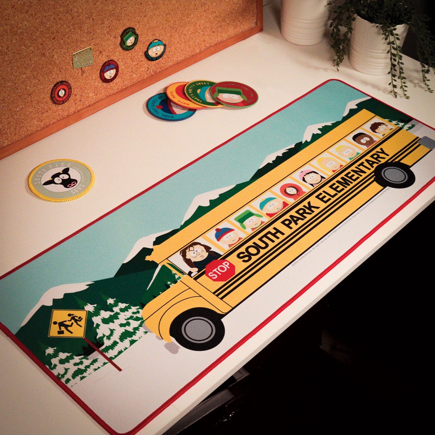 South Park Elementary School Bus Desk Pad & Coaster Set