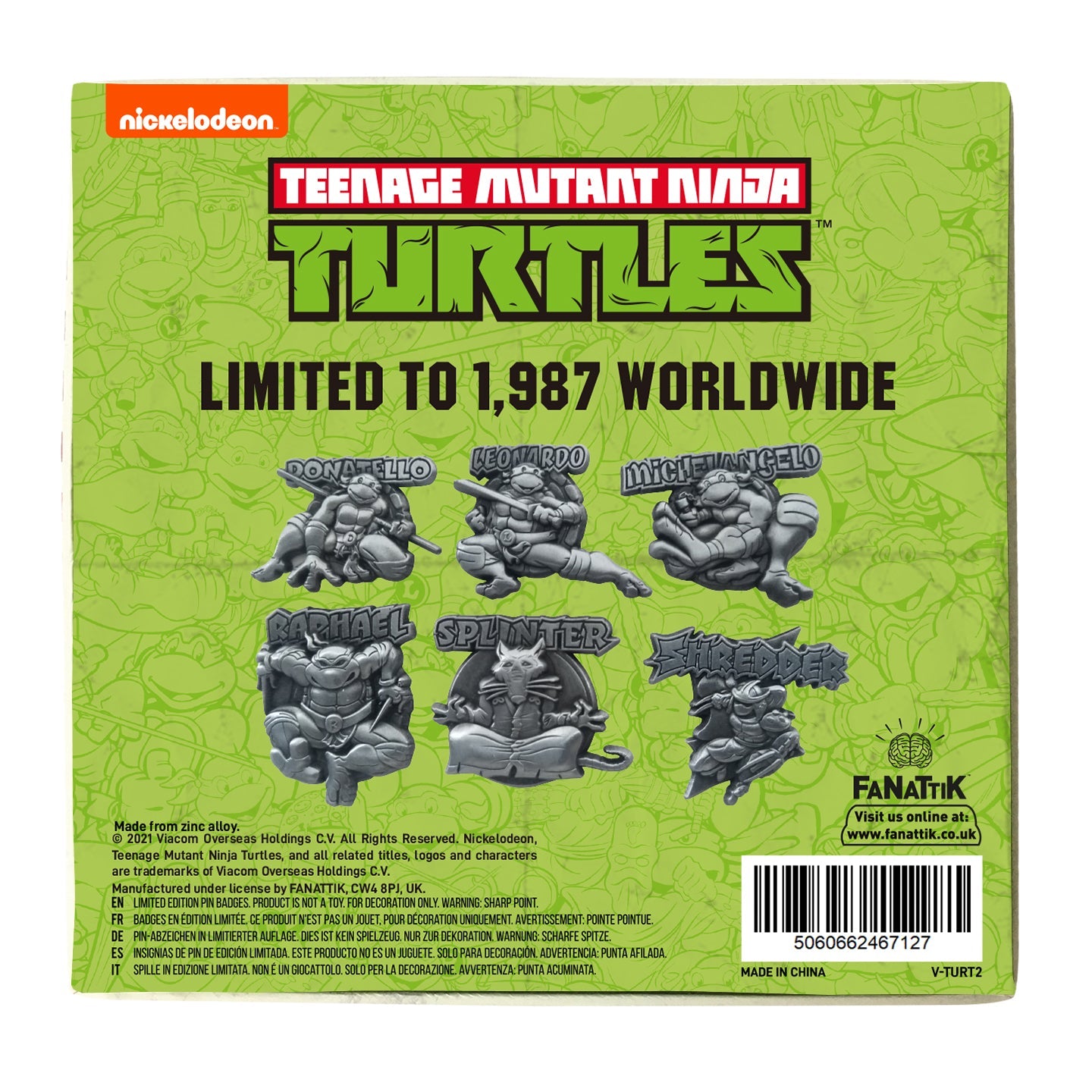 Teenage Mutant Ninja Turtles Limited Edition Set of 6 Pin Badges - Loaded Dice