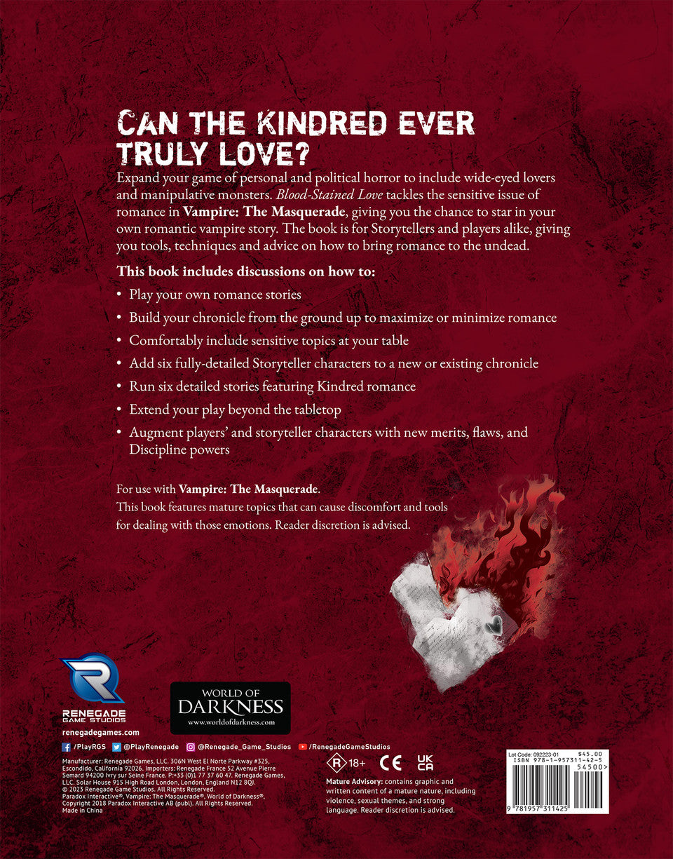Vampire: The Masquerade 5th Edition RPG: Blood-Stained Love Sourcebook - Loaded Dice