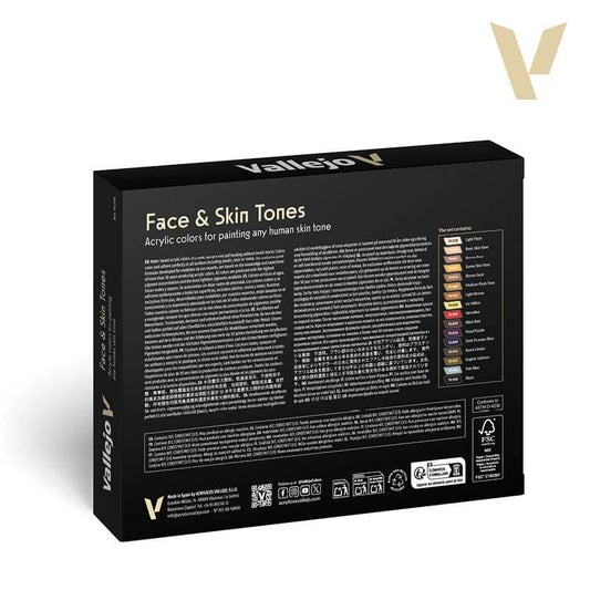 Vallejo Model Color Face & Skin Tones Set (x16) - Loaded Dice