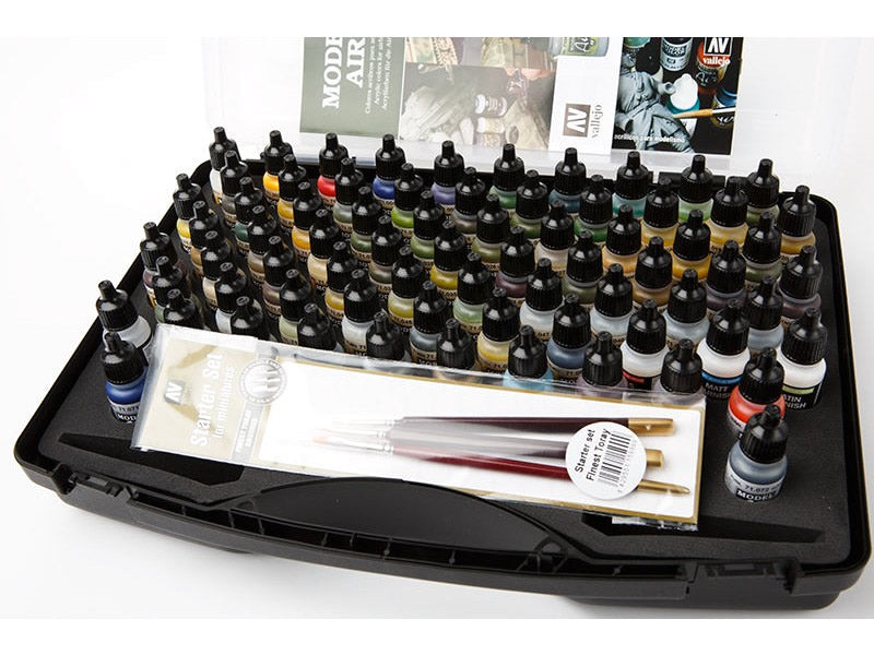 Vallejo Model Air Basic Range Box Set (72 colours + 3 brushes + carry case) - Loaded Dice
