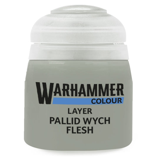 Warhammer Colour paint jar labeled 'Pallid Wych Flesh' on a white background