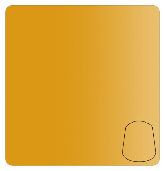 A square color swatch tile with rounded corners, showing a warm golden-yellow gradient that shifts slightly toward a soft gold in the lower right, with a simple black outline icon near that corner.