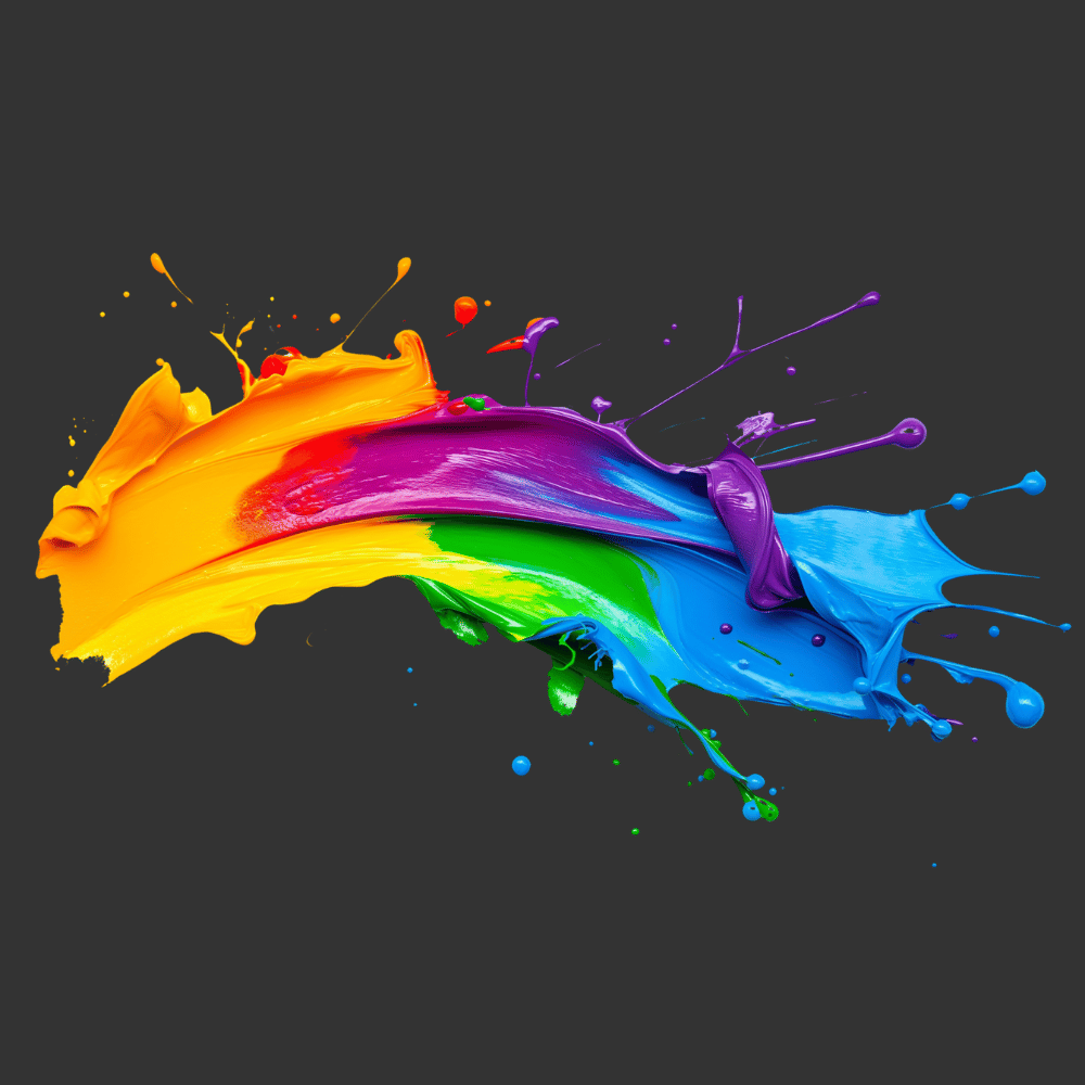 Colorful paint splashes on a black background