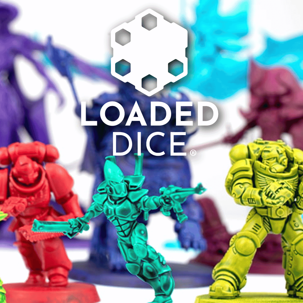 Colorful toy figures with 'Loaded Dice' logo in the center