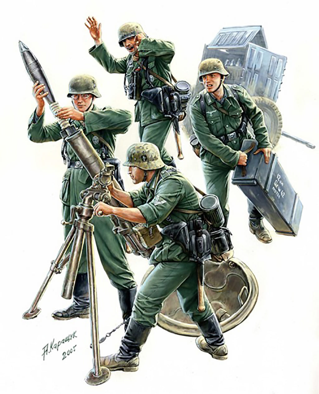 Zvezda 1:35 German 120mm Mortar 42 with Trailer & Crew - Z3583