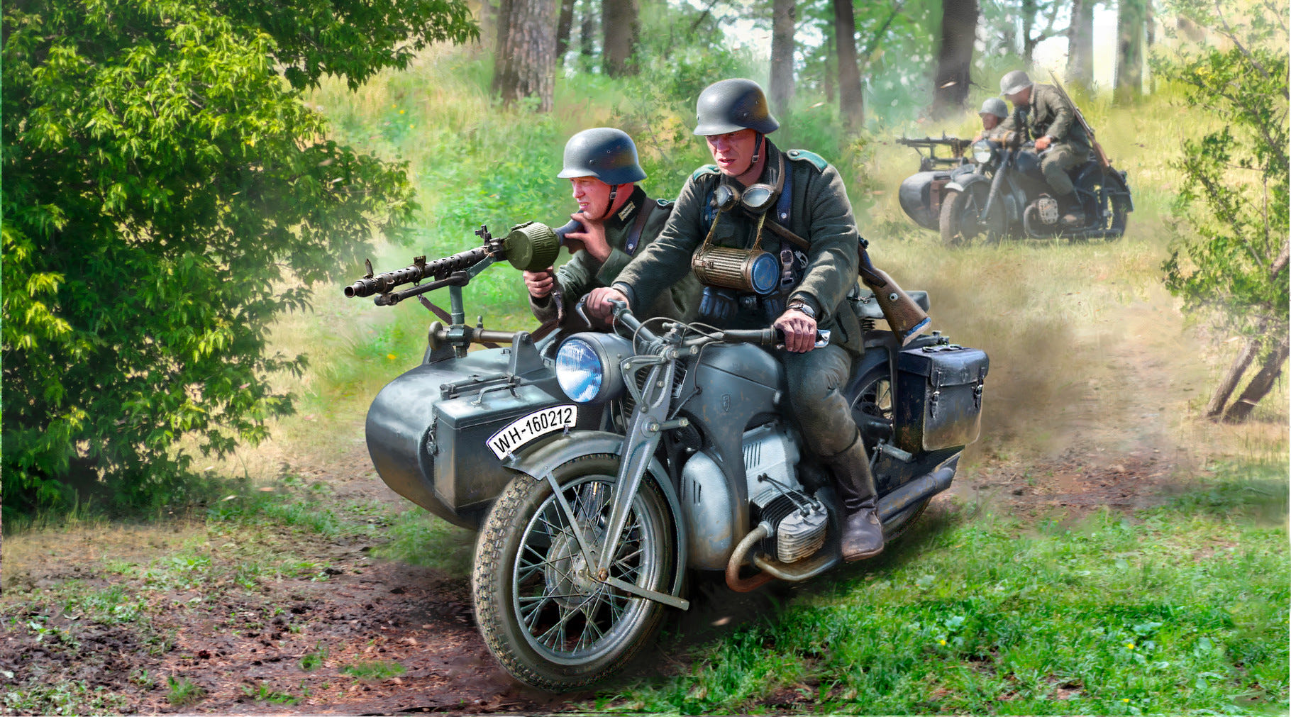 Zvezda 1:35 German WWII Zuendapp K800 Motorcycle with Sidecar & Crew - Z3717