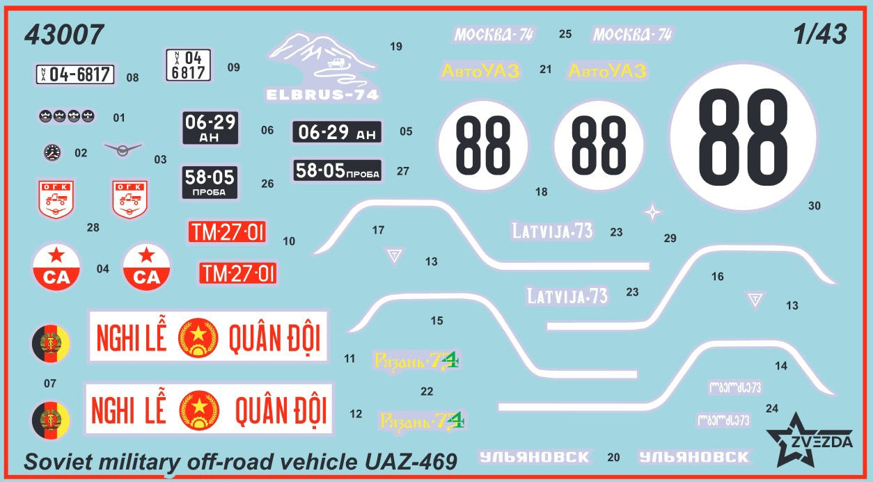 Zvezda 1:43 UAZ-469 Off-Road Utility Vehicle - Z43007