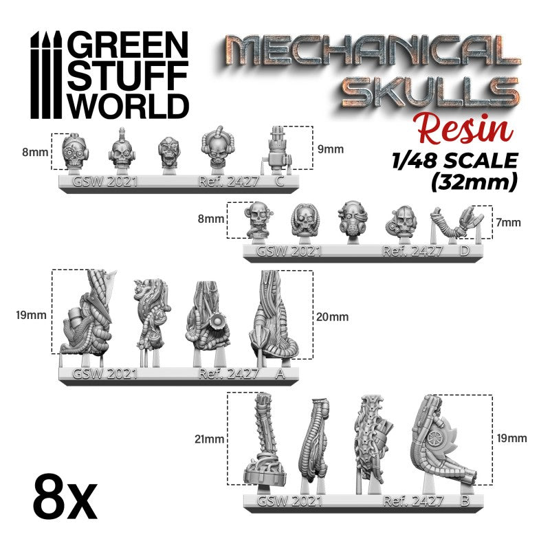 Green Stuff World Resin Mechanical Skulls - Loaded Dice