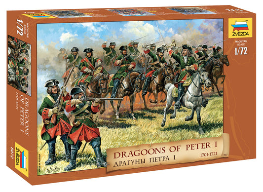 Zvezda 1:72 Dragoons of Peter the Great (10 Mounted Figures & 9 Foot Soldiers) - Z8072