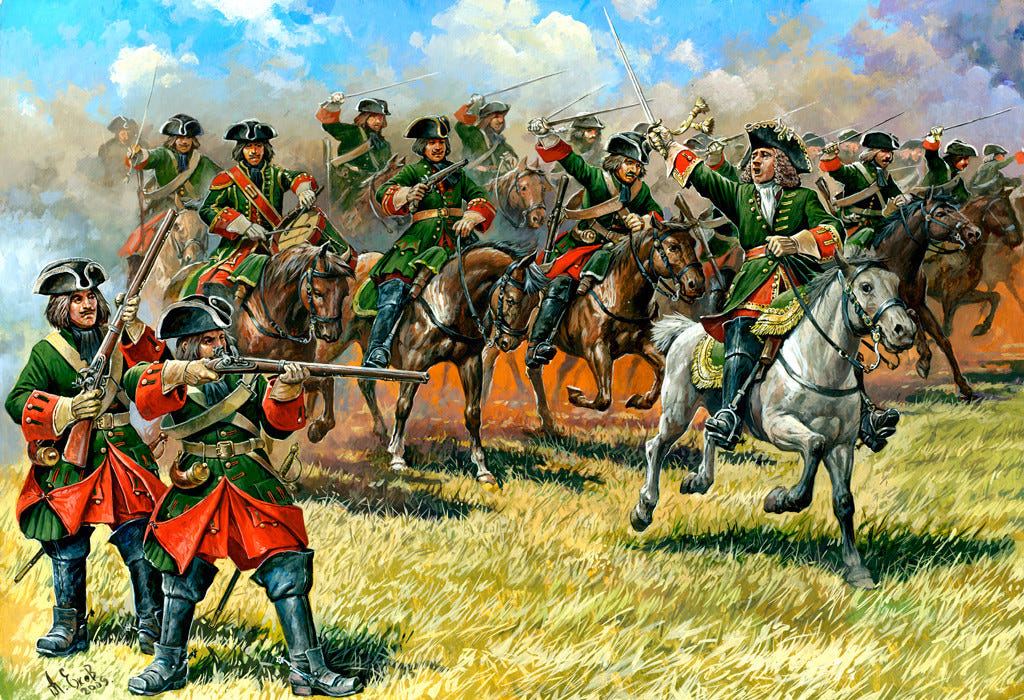 Zvezda 1:72 Dragoons of Peter the Great (10 Mounted Figures & 9 Foot Soldiers) - Z8072