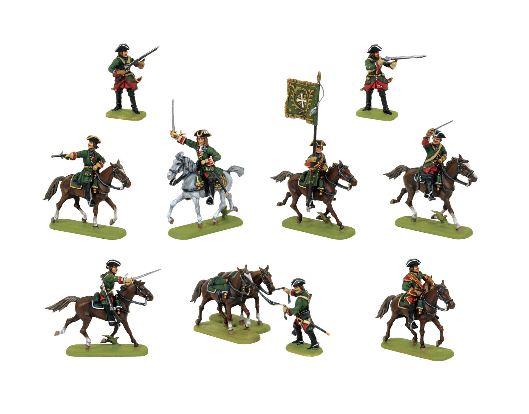 Zvezda 1:72 Dragoons of Peter the Great (10 Mounted Figures & 9 Foot Soldiers) - Z8072