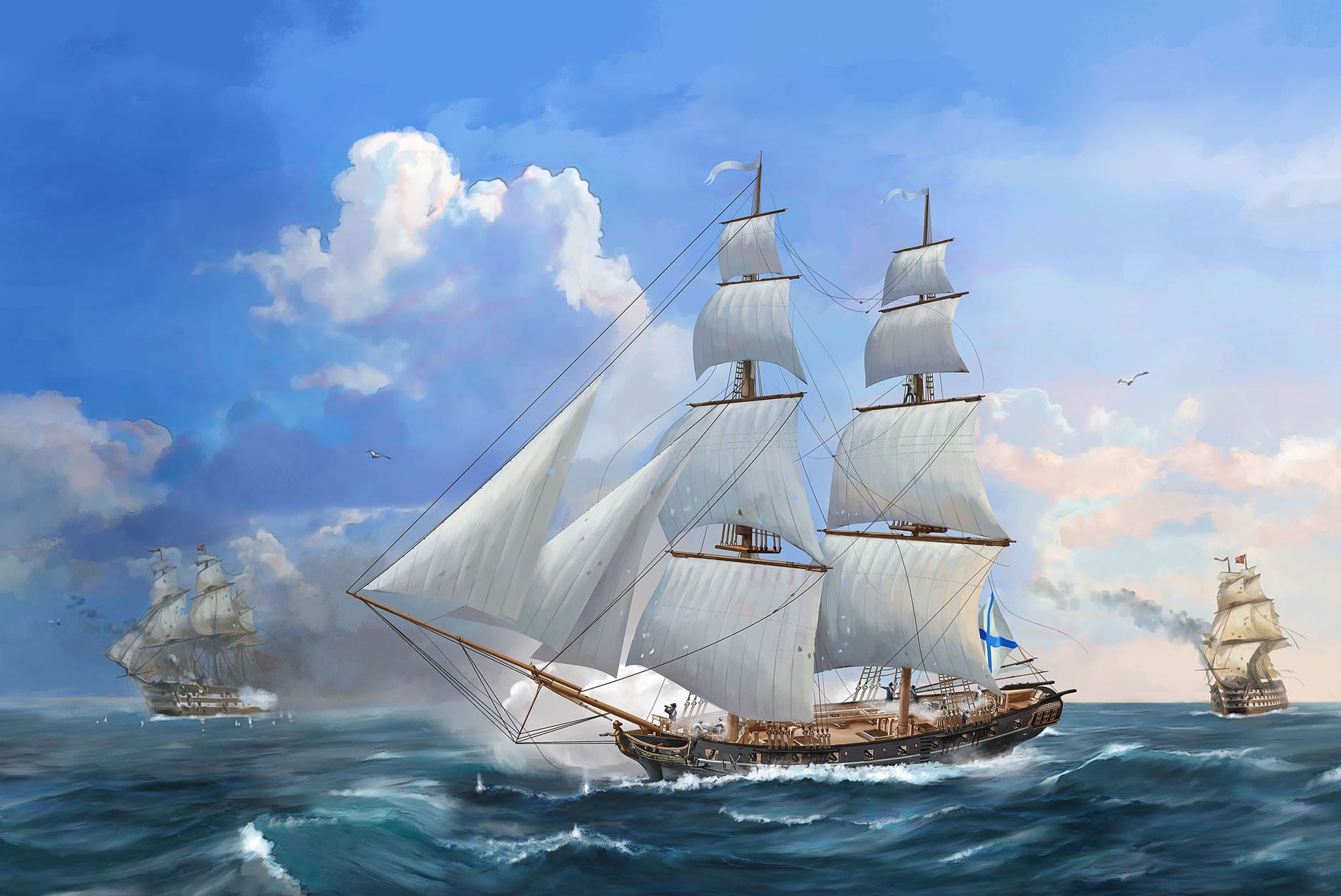 Zvezda 1:100 Russian Brig Mercury 19th Century - Z9067