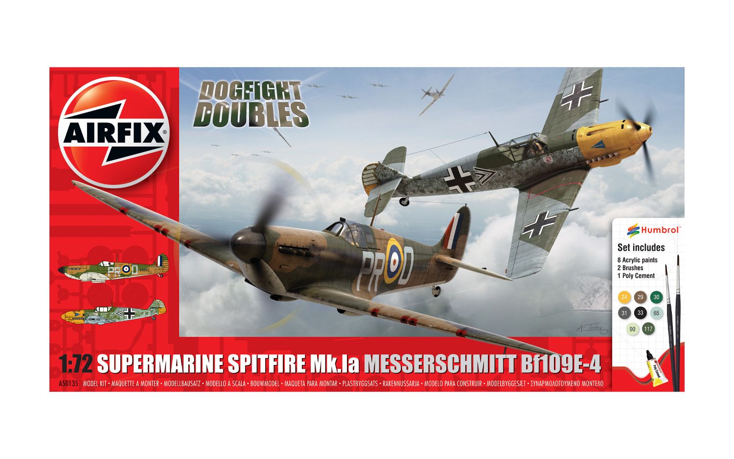 Spitfire MkIa and Messerschmitt Bf109E-4 Dogfight Doubles Gift Set (1:72) - Loaded Dice Barry Vale of Glamorgan CF64 3HD