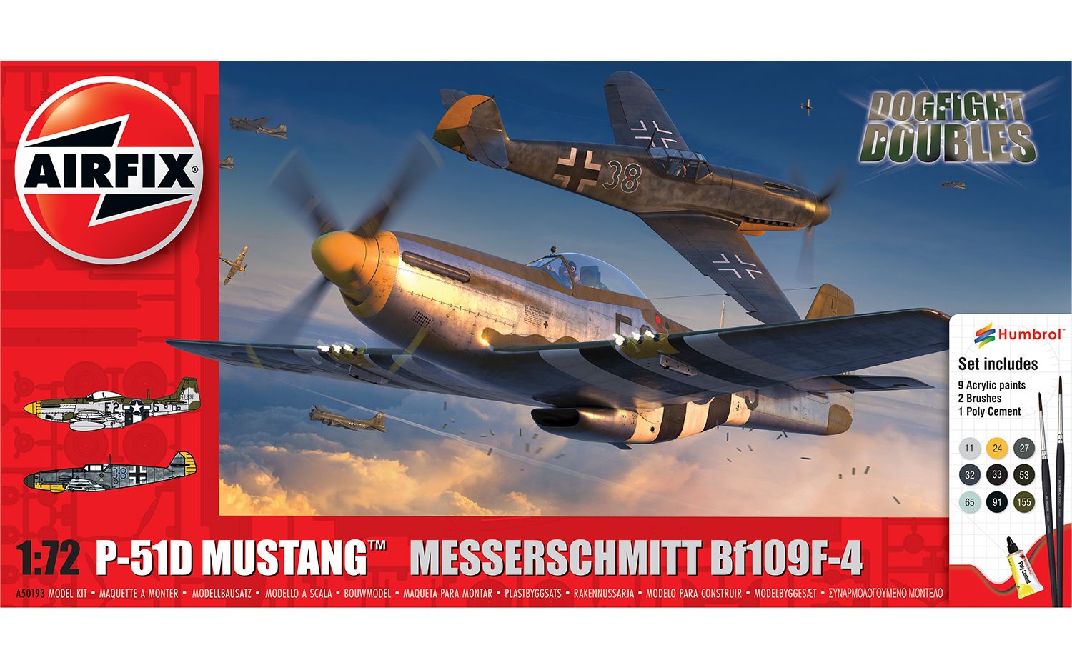 [PRE ORDER] Airfix P-51D Mustang vs Bf109F-4 Dogfight Double 1:72 - Release Date April 2024 - Loaded Dice