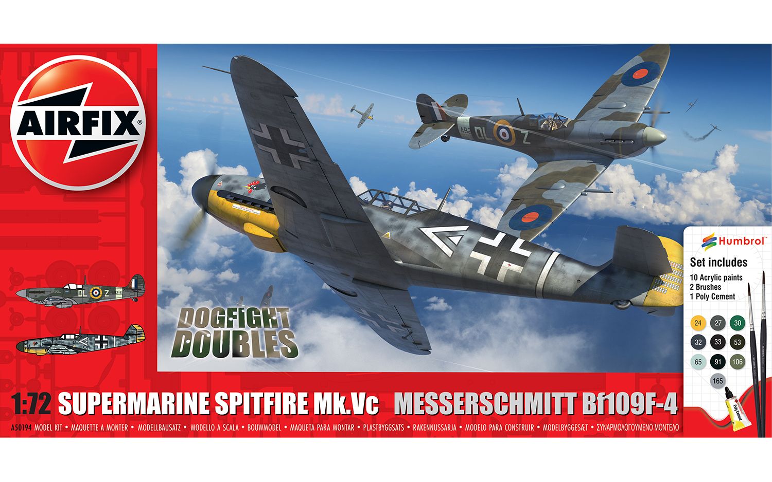 [PRE ORDER] Airfix Supermarine Spitfire Mk.Vc vs Bf109F-4 Dogfight Double 1:72 - Release Date April 2024 - Loaded Dice