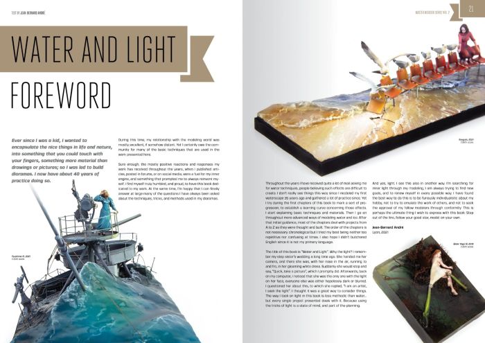 Abteilung 502 Master Modeller Vol. 2 Water and Light foreword spread with a ship on a stormy sea diorama