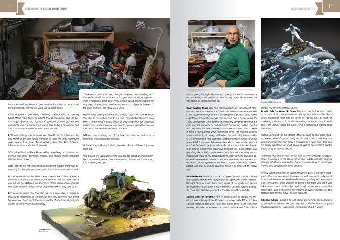 Master Modeller Vol. 2 book spread with a workshop portrait and a finished tank diorama on a plinth