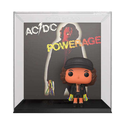 AC/DC Powerage Funko Pop! Albums vinyl figure in a clear case with the album cover as backdrop