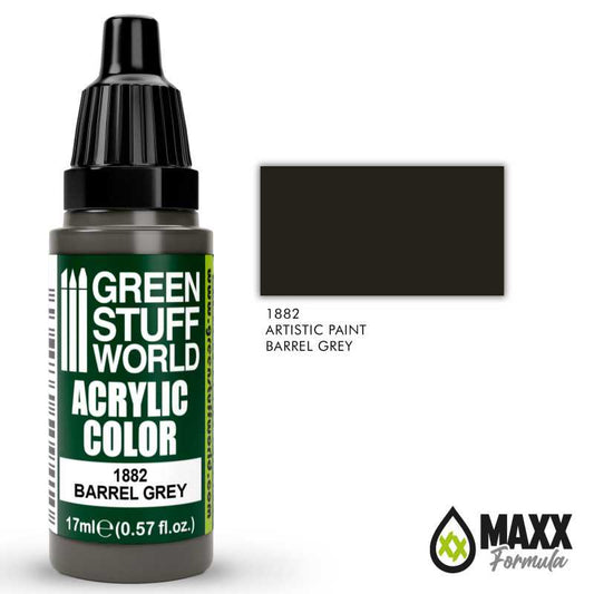 Green Stuff World Acrylic Color Paint - BARREL GREY 17ml - Loaded Dice