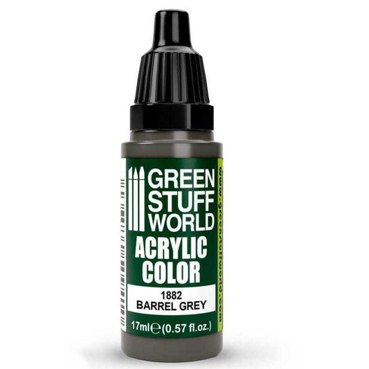 Green Stuff World Acrylic Color Paint - BARREL GREY 17ml - Loaded Dice