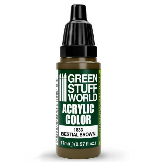 Green Stuff World Acrylic Color Paint - BESTIAL BROWN 17ml - Loaded Dice