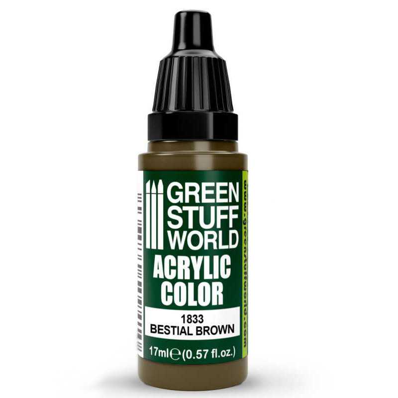 Green Stuff World Acrylic Color Paint - BESTIAL BROWN 17ml - Loaded Dice
