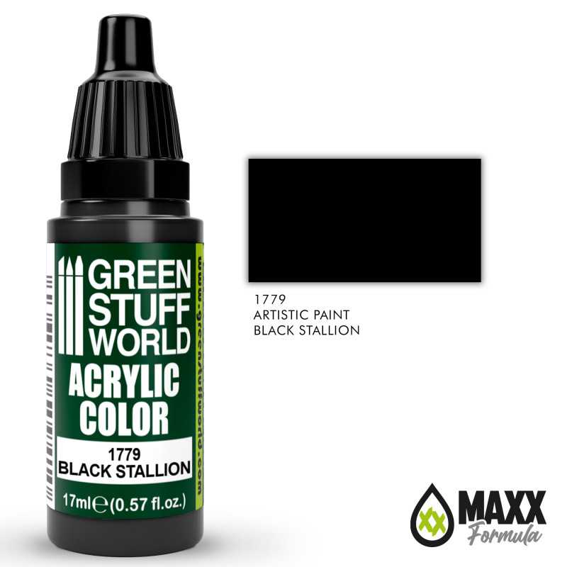 Green Stuff World Acrylic Color Paint - BLACK STALLION 17ml - Loaded Dice