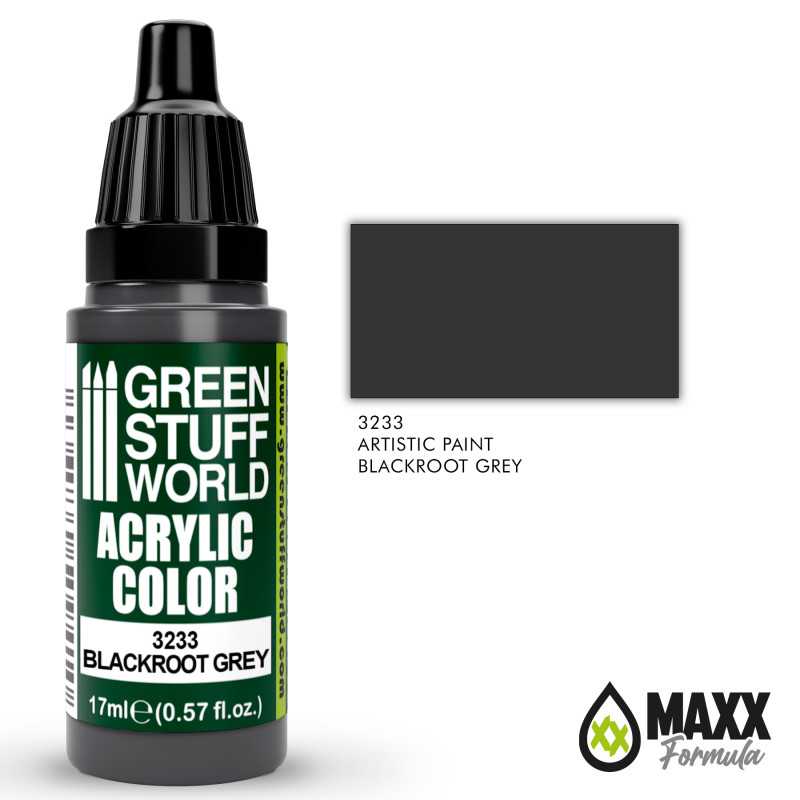 Green Stuff World Acrylic Color Paint - BLACKROOT GREY 17ml - Loaded Dice