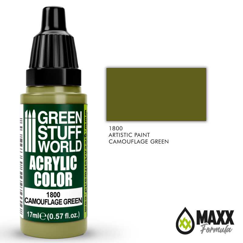 Green Stuff World Acrylic Color Paint - CAMOUFLAGE GREEN 17ml - Loaded Dice