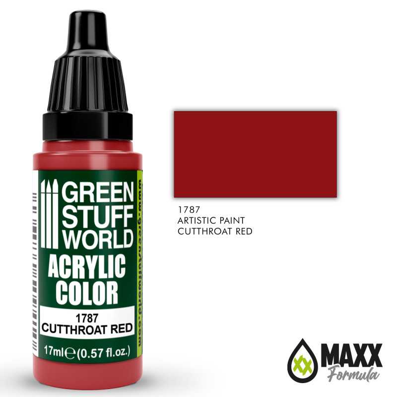 Green Stuff World Acrylic Color Paint - CUTTHROAT RED 17ml - Loaded Dice