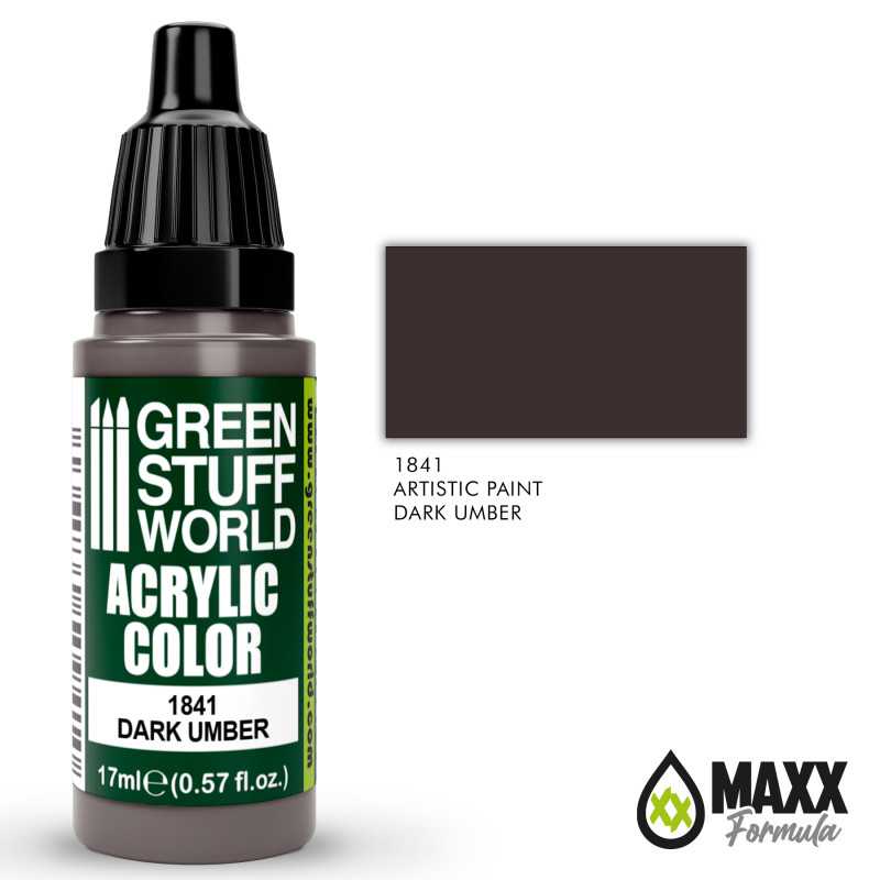 Green Stuff World Acrylic Color Paint - DARK UMBER 17ml - Loaded Dice