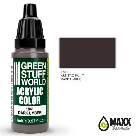 Green Stuff World Acrylic Color Paint - DARK UMBER 17ml - Loaded Dice