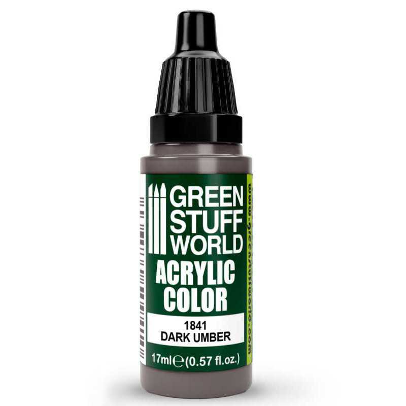 Green Stuff World Acrylic Color Paint - DARK UMBER 17ml - Loaded Dice