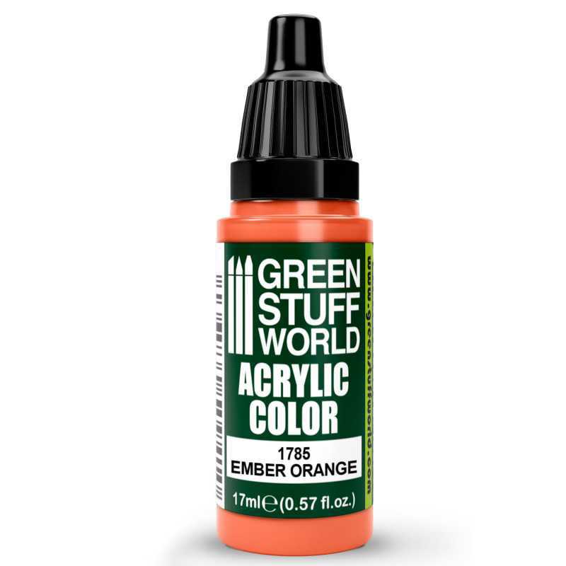 Green Stuff World Acrylic Color Paint - EMBER ORANGE 17ml - Loaded Dice