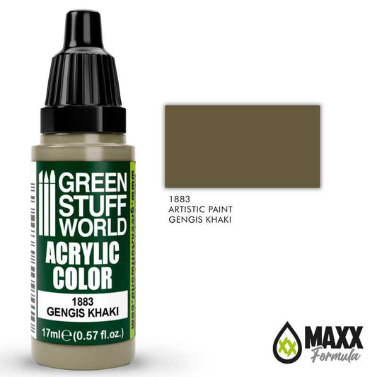 Green Stuff World Acrylic Color Paint - GENGIS KHAKI 17ml - Loaded Dice