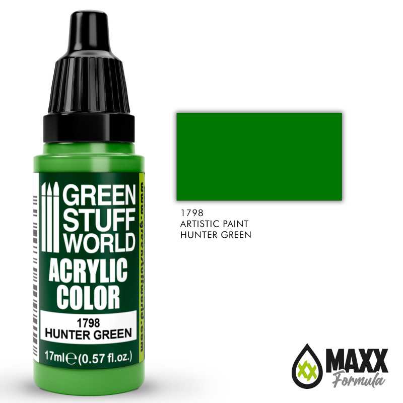 Green Stuff World Acrylic Color Paint - HUNTER GREEN 17ml - Loaded Dice