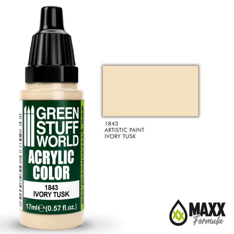 Green Stuff World Acrylic Color Paint - IVORY TUSK 17ml - Loaded Dice