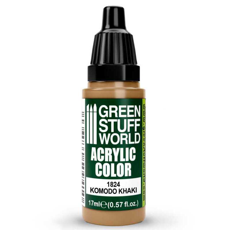 Green Stuff World Acrylic Color Paint - KOMODO KHAKI 17ml - Loaded Dice